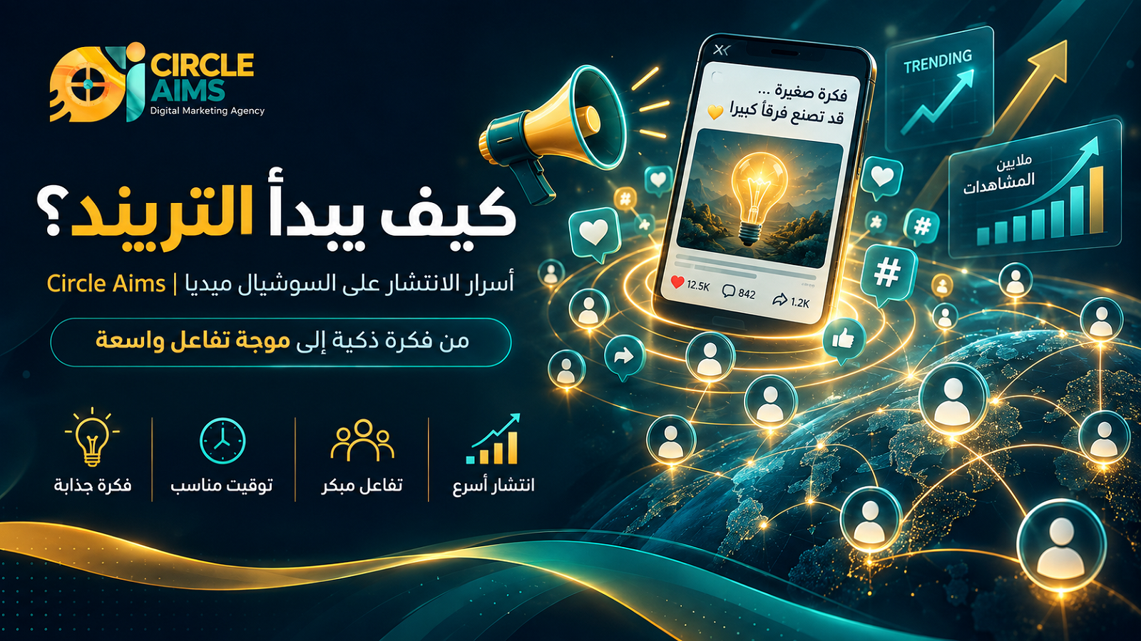 كيف يبدأ التريند؟ أسرار الانتشار على السوشيال ميديا Circle Aims